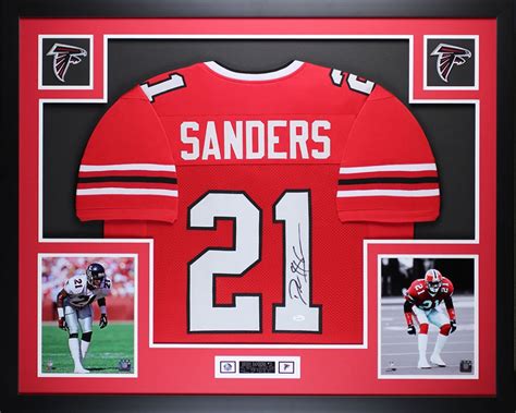 Deion Sanders Signed Falcons 35" x 43" Custom Framed Jersey (JSA COA ...