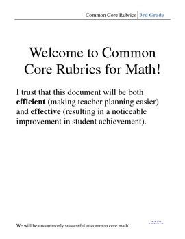 3rd Grade Common Core Math Rubric by Michael Vincent | TpT