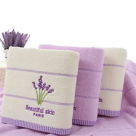 1 Pc 33x74cm Fashion Embroidery Towel Floral Flower Lavender Cotton Fragrant Smell Face Towels ...