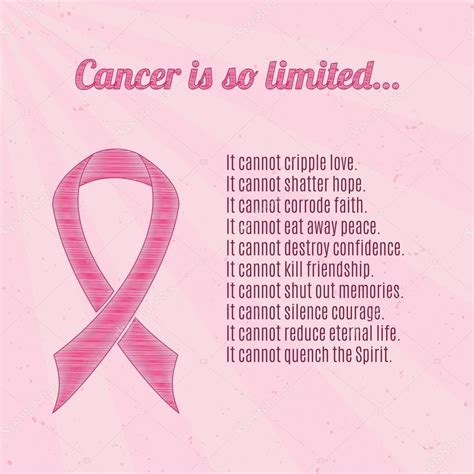 Pink breast cancer awareness ribbon with inspirational quotes. Stock ...