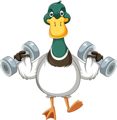 Cute duck cartoon character workout using dumbbell 11490905 Vector Art ...