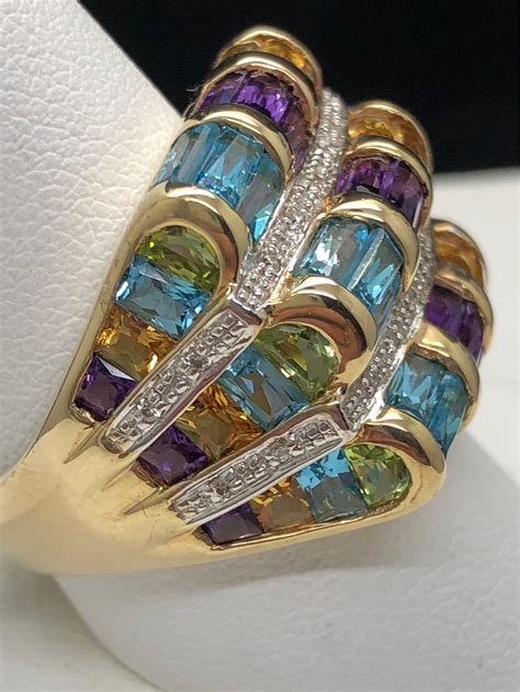 Heafty Natural, colored gemstone 14k gold ring!