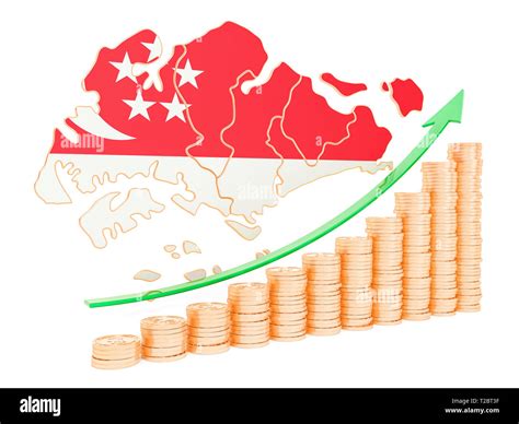 Economic growth in Singapore concept, 3D rendering isolated on white ...