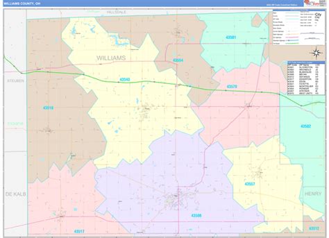 Williams County, OH Wall Map Color Cast Style by MarketMAPS - MapSales