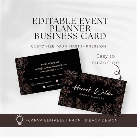 Event Planner Business Card Template, Events Business Card, Event ...