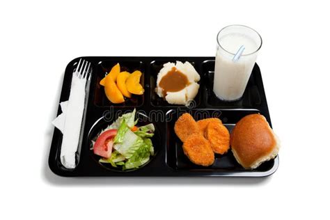 A Black School Lunch Tray on a White Background Stock Image - Image of lunch, nuggets: 11651225