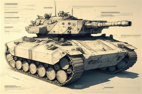 Premium AI Image | Tank design drawing with futuristic elements such as ...