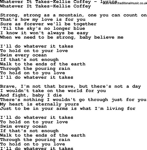 Love Song Lyrics for:Whatever It Takes-Kellie Coffey