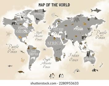 Kids Room Wallpaper Design World Map Stock Illustration 2280953633 | Shutterstock