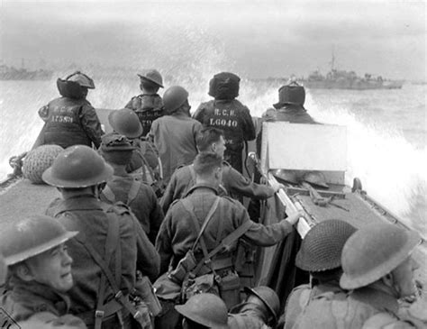 Canadian soldiers in a Landing Craft Assault (LCA) head for the ...