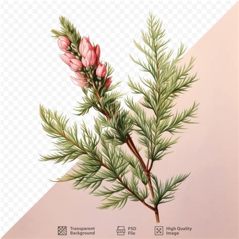 Premium PSD | A drawing of a branch of a pine tree.