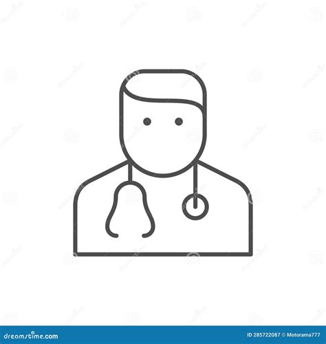 Doctor with Stethoscope Line Icon Stock Illustration - Illustration of ...