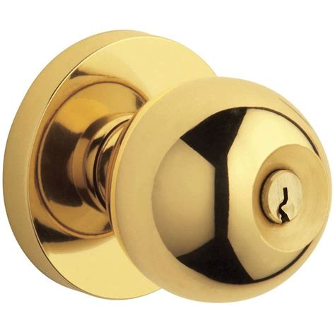 BALDWIN Estate Modern Lifetime Polished Brass Keyed Entry Door Knob Single Pack at Lowes.com