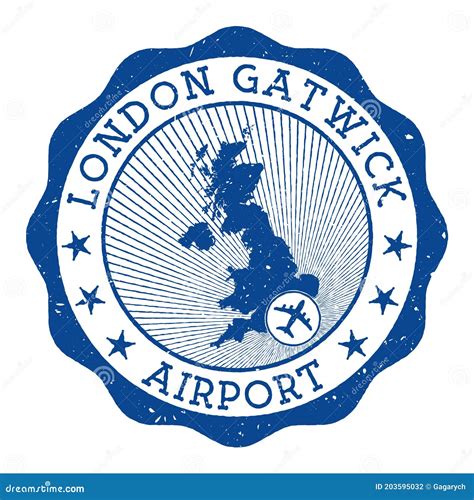 London Gatwick Airport Stamp. Stock Vector - Illustration of explore ...