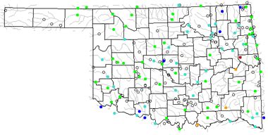 Map of Oklahoma Lakes, Streams and Rivers