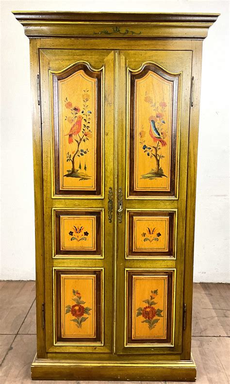 Lot - Indian Hand Painted Wood Wardrobe / Armoire