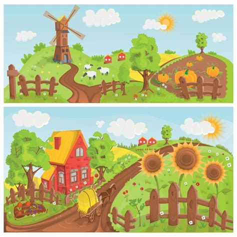 Rural landscapes vector illustration 18733990 Vector Art at Vecteezy