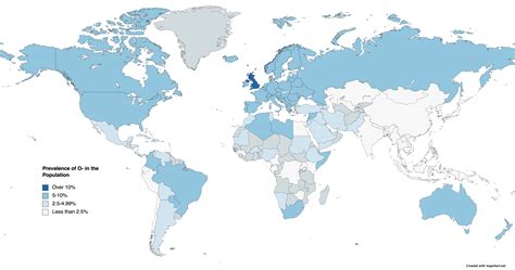 Prevalence of Blood Types by country : r/MapPorn