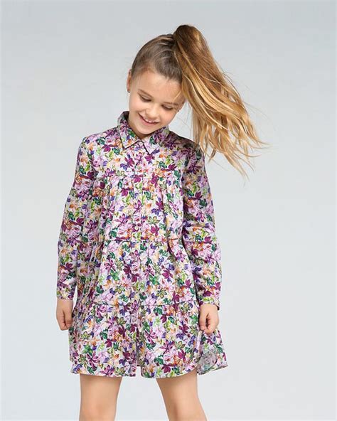 Mayoral Junior Girl's Tiered Dress in Leaves Print - Mayoral - Mayoral Fall Winter 2020/21