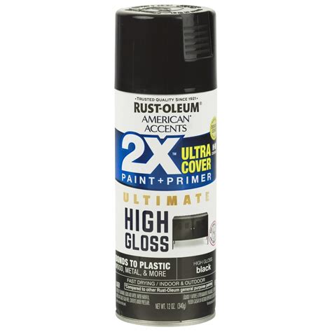 Black, Rust-Oleum American Accents 2X Ultra Cover Ultimate High Gloss Spray Paint, 12 oz ...