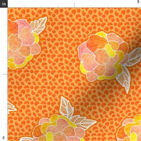 Orange Flower Fabric Glorious Morning By Sandeehjorth | Etsy