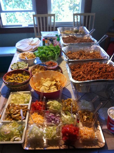 Party food bars, Taco bar party, Wedding food