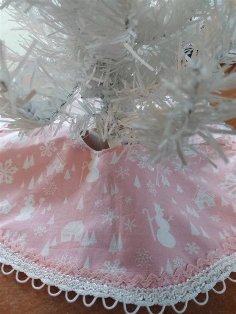 Mini 10 inch diameter Pink Christmas tree skirt. | Etsy