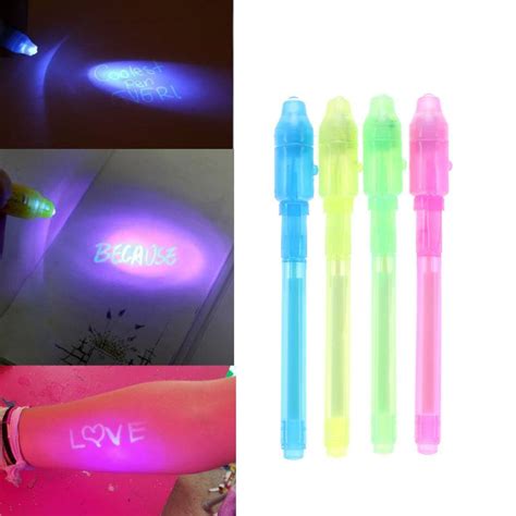 4Pcs Magic Highlighters 2 in 1 UV Black Light Marker Pen Invisible Ink Pens Combo Stationery ...