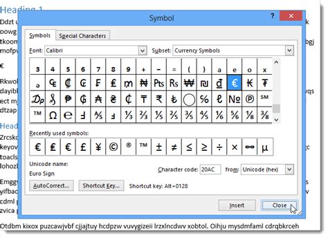 How to Use Symbols in Word 2013