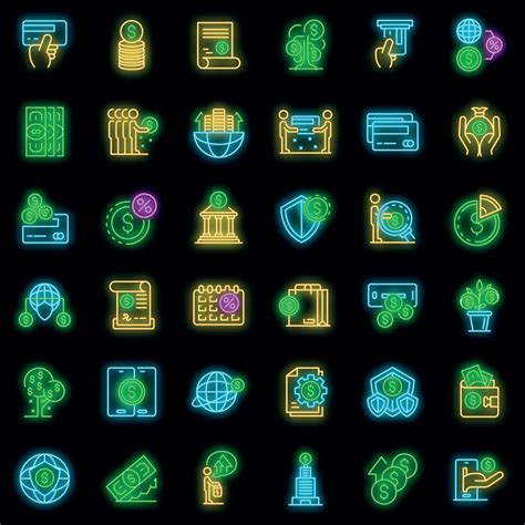 Credit union icons set vector neon 8658308 Vector Art at Vecteezy