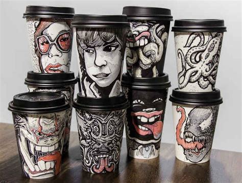 15 Incredibly Creative Examples Of Coffee Cup Art | Coffee cup art, Cup art, Coffee cup design