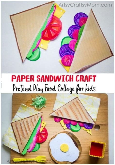 Pretend Play Food Collage - Paper Sandwich Craft for Kids