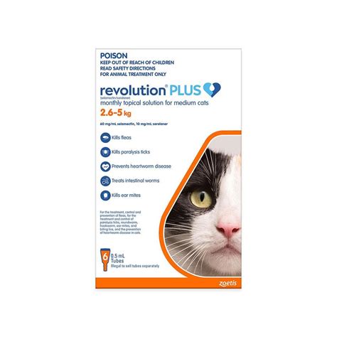 REVOLUTION Plus Cat Fleas & Ticks Management for Medium Cats (2.6-5kg ...