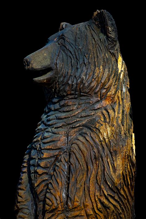 Wooden Carved Bear Statue Free Stock Photo - Public Domain Pictures