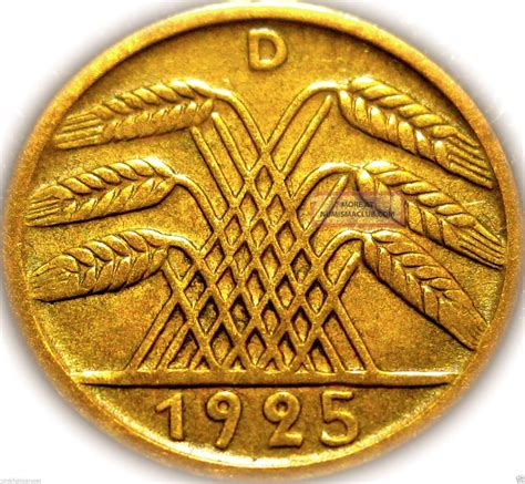 Germany - German 1925d Gold Colored 5 Reichspfennig Coin