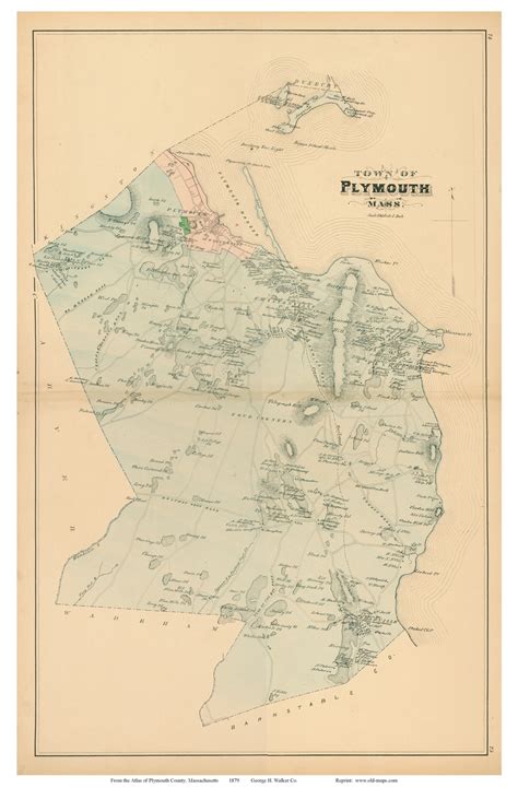 Plymouth, Massachusetts 1879 Old Town Map Reprint - Plymouth Co. - OLD MAPS