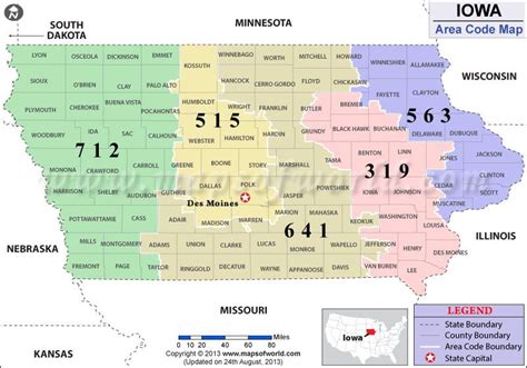 Iowa Area Codes on a Map | Area codes, Map, Iowa