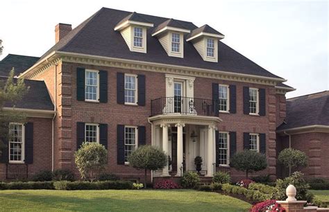 Brick, check. Shutters, check. White trim, check. I love this classic look! Probably … | Brick ...