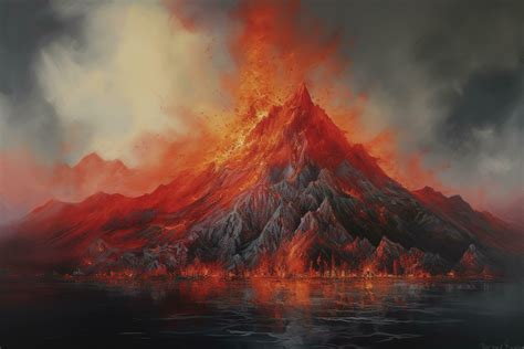 Concept art illustration of Mordor land, Mount Doom volcano in Mordor, Mordor Land of Dark Evil ...