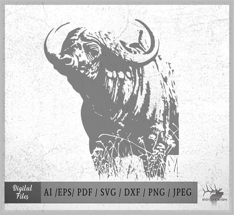 Water Buffalo 1 Vector Eps / Ai / Pdf / Svg / Dxf / Png / Jpeg - Etsy