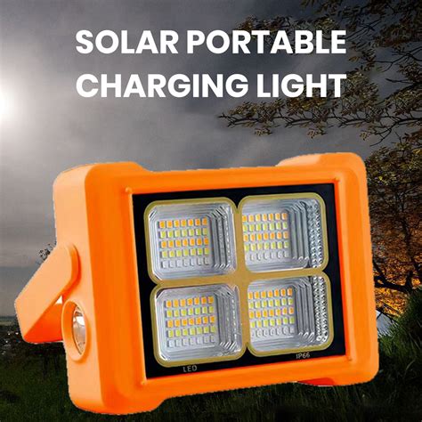 AQYK Portable Camping Flashlight USB/Solar Rechargeable LED Emergency Lamp with 6 Levels ...