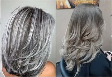 Plein feu sur le balayage inversé sur cheveux blancs et gris ou la ...