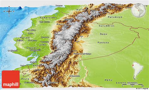 Physical Panoramic Map of Ecuador