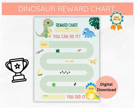 Printable Dinosaur Reward Chart Behaviour Sticker Kids Chart - Etsy | Reward chart, Kids ...