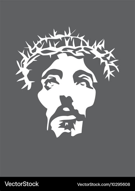 Jesus christ face silhouette Royalty Free Vector Image