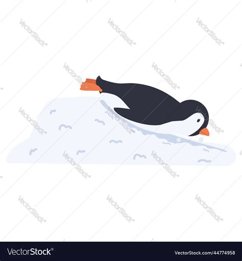 Penguin sliding off snow hill Royalty Free Vector Image