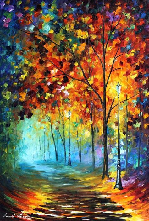 FOG AUTUMN ALLEY | Colorful art, Forest painting, Painting