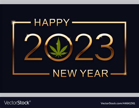 2023 happy new year background with marijuana leaf