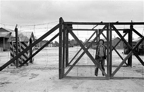 Film historian Marc Wanamaker at the gates of Hogan's Heroes' "Stalag 13" on the 40 Acres ...