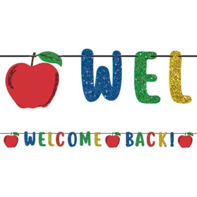 Glitter Welcome Back Letter Banner 12ft x 5in | Party City